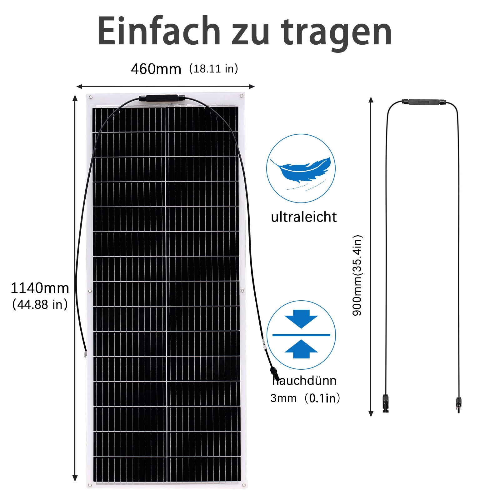 WUZECK 100W Flexibles Solarpanel