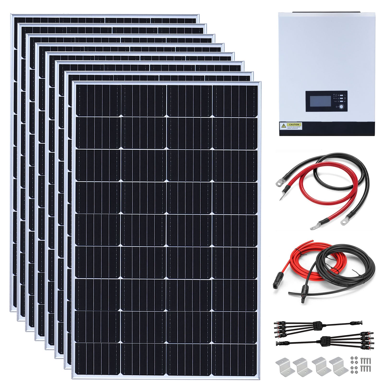 1200W 24V Off-Grid Solar Systems Kit Solar Panel(8X150W),2400W Charger and Inverter